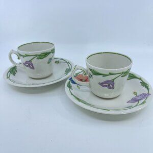 vintage villeroy & boch "amapola" cup and saucerl textured floral motif set of 2